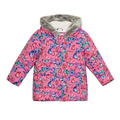 bluezoo Girls' pink butterfly print coat